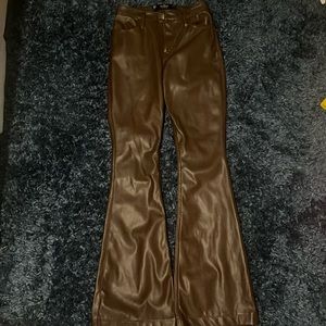 brown leather pants